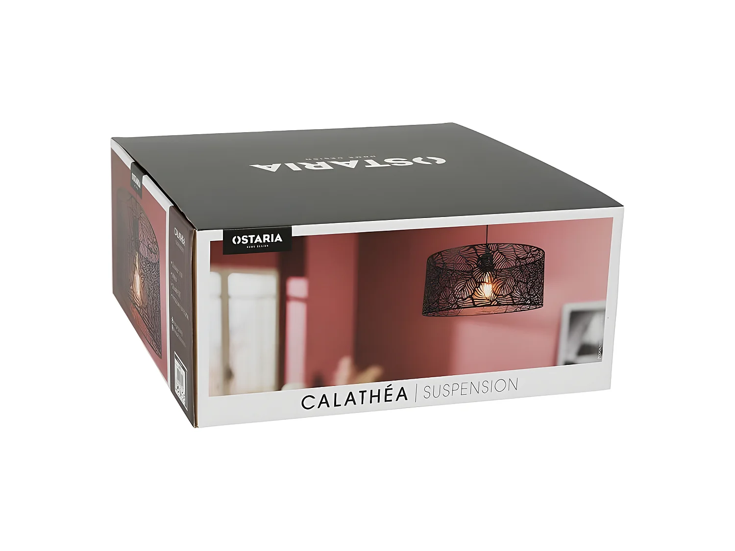 Suspension métal ajouré Calathéa noire Ostaria