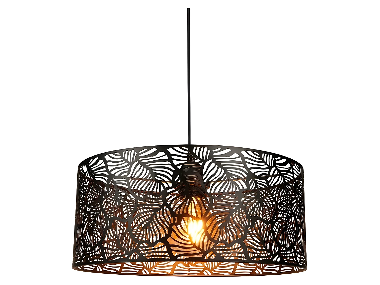 Suspension métal ajouré Calathéa noire Ostaria