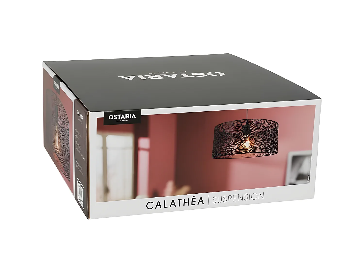 Suspension métal ajouré Calathéa noire Ostaria