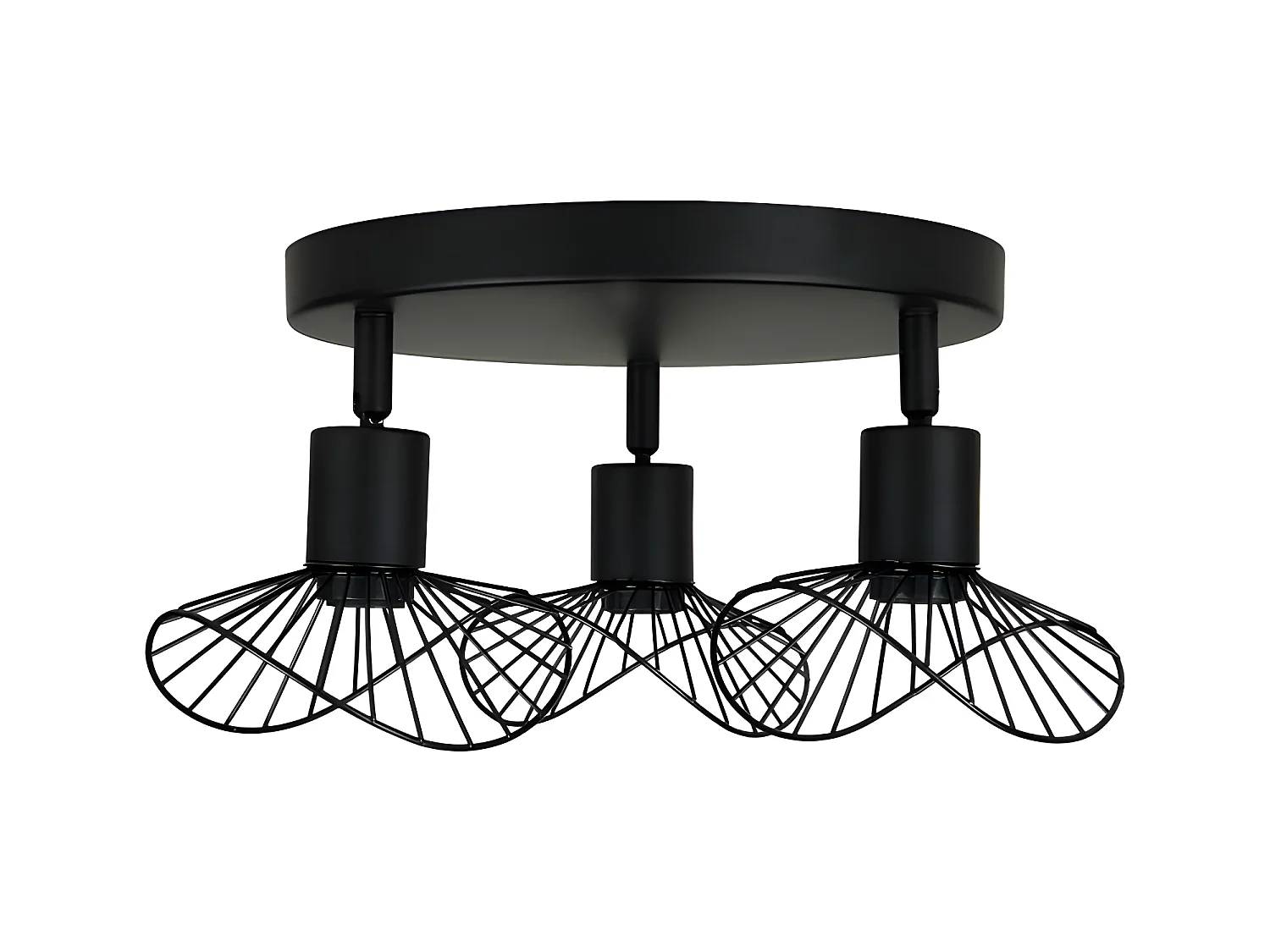 Plafonnier 3 spots Capeline en métal noir Ostaria