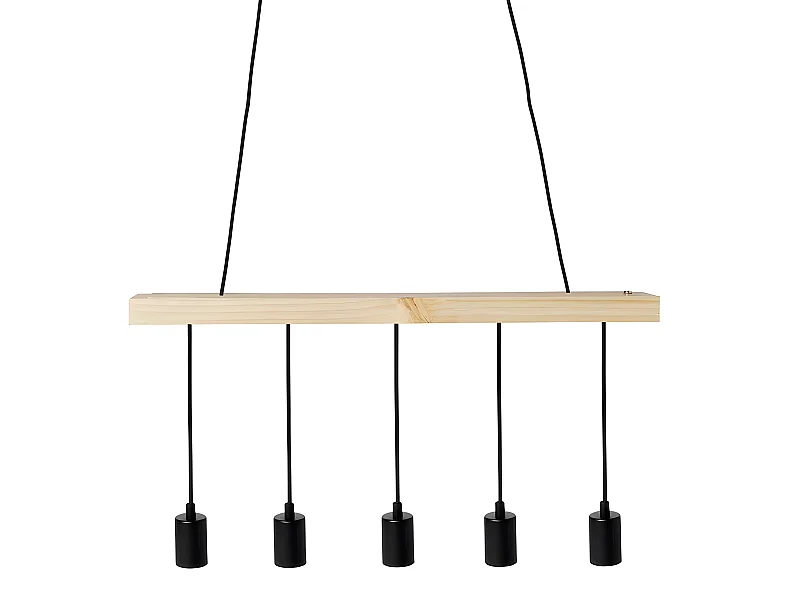 Suspension barre en bois 5 cordons simples Ostaria