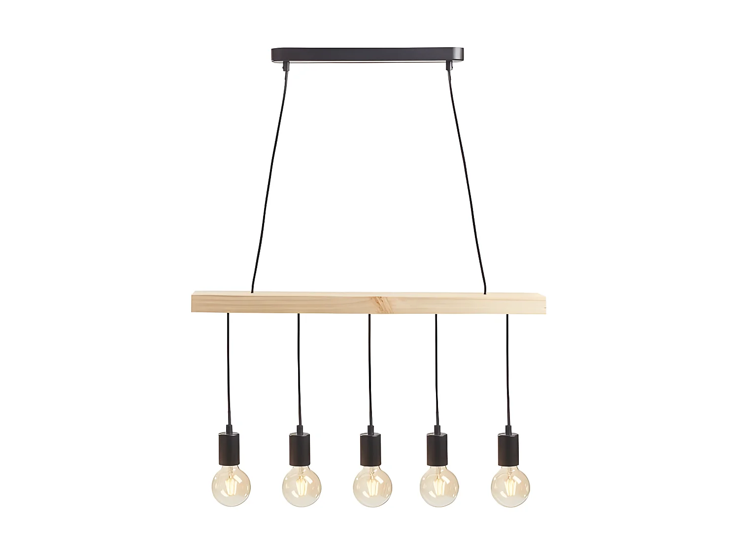 Suspension barre en bois 5 cordons simples Ostaria