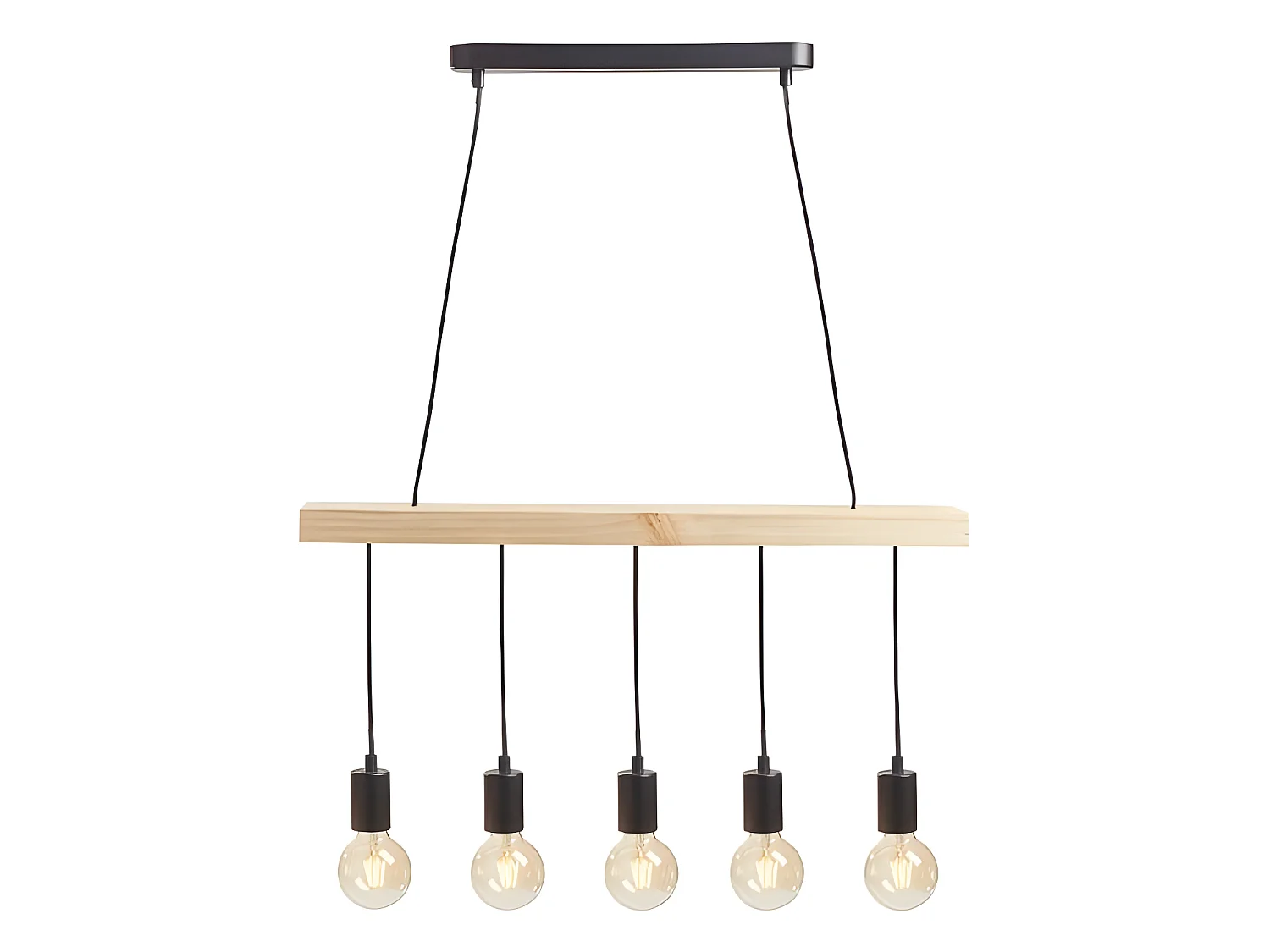 Suspension barre en bois 5 cordons simples Ostaria