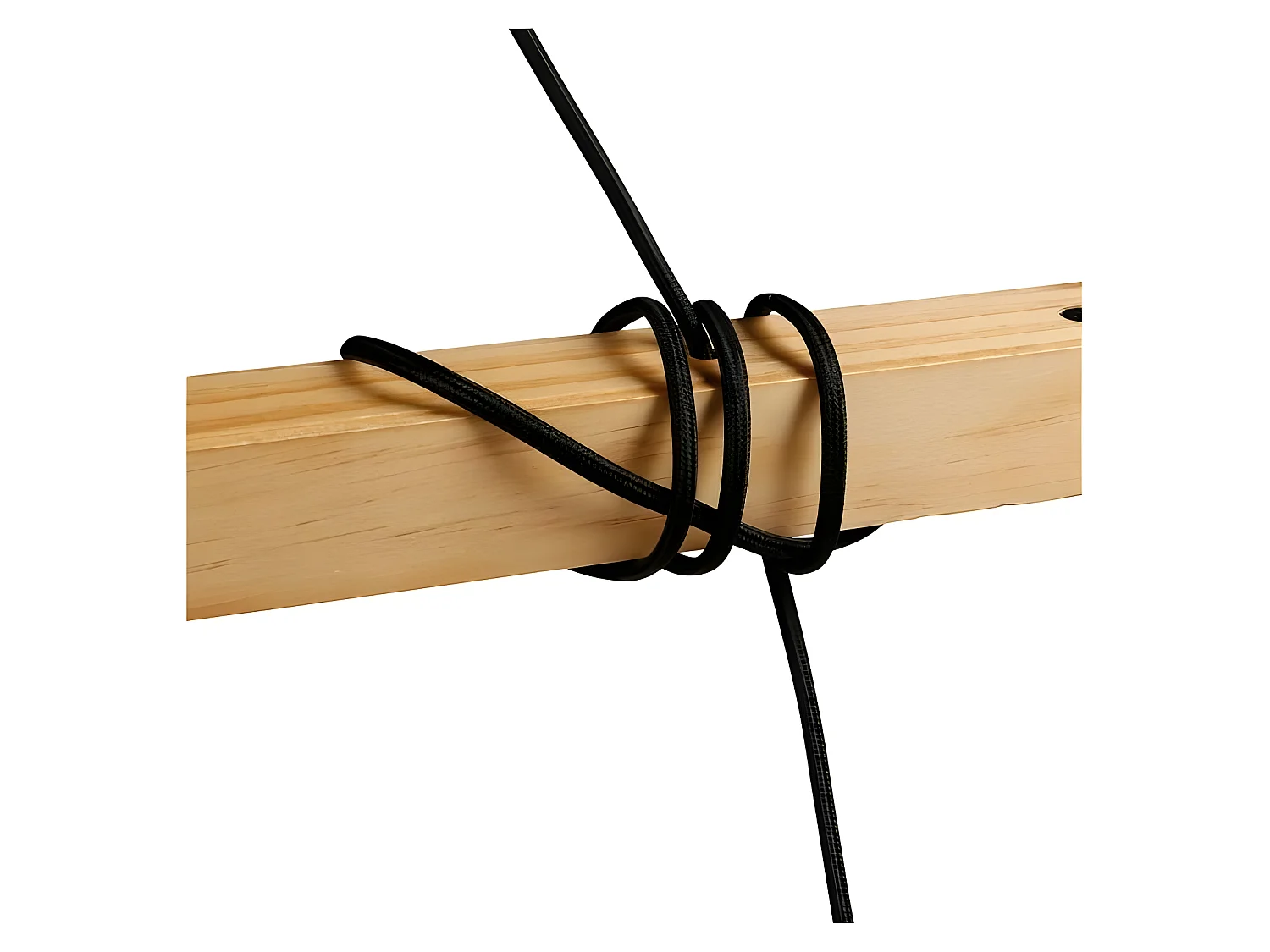 Suspension Indus barre en bois 3 cordons Ostaria - Noir