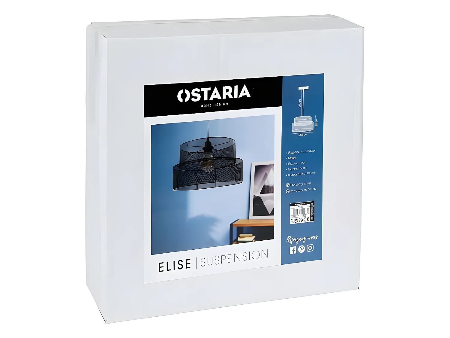 Suspension gigogne Elise ronde métal Ostaria - Noir