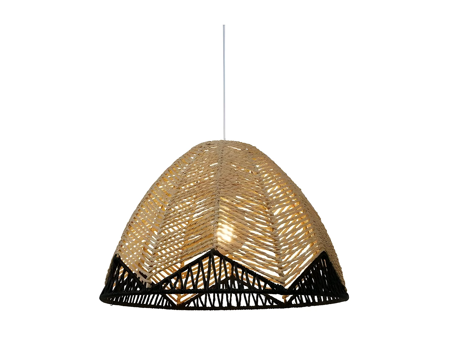 Suspension dôme tressage naturel et noir Ostaria