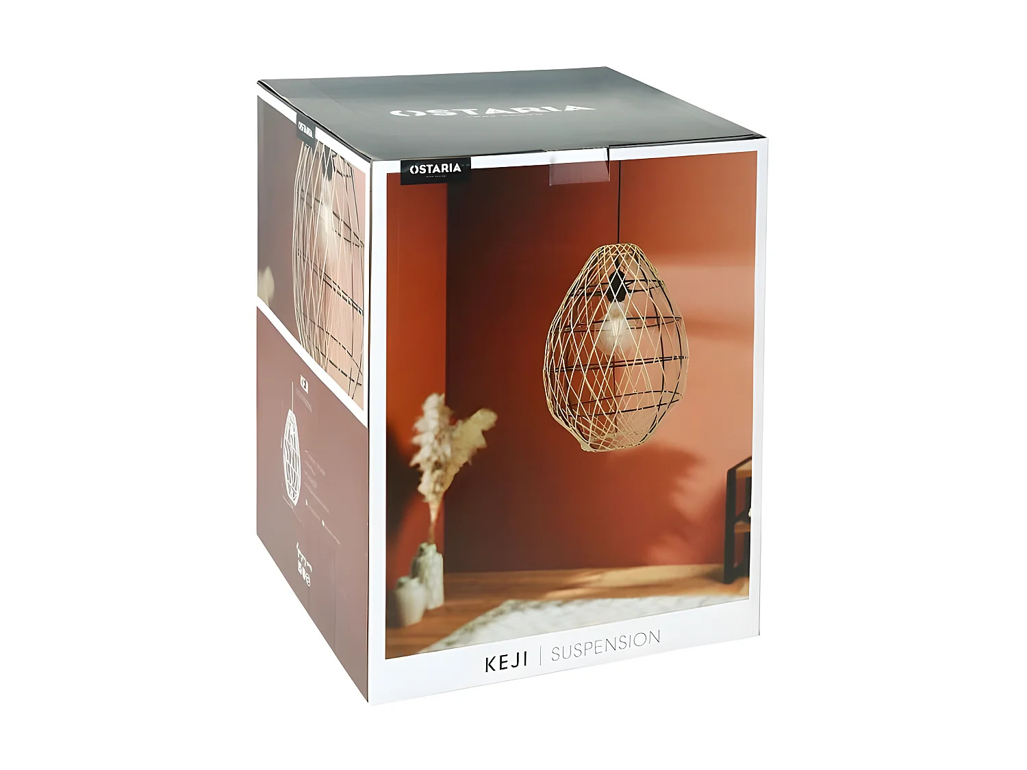 Suspension bambou Keji naturel et noir Ostaria