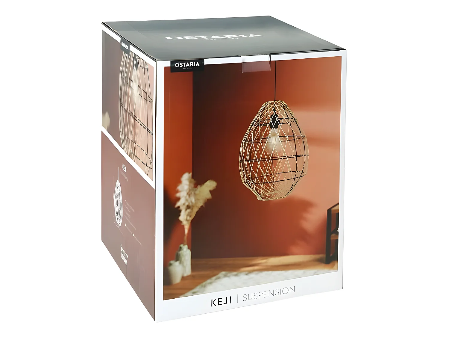 Suspension bambou Keji naturel et noir Ostaria