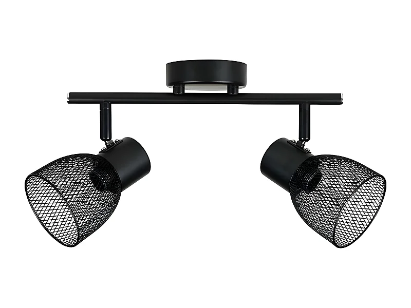 Rampe 2 spots Phenix en métal grillage noir Ostaria