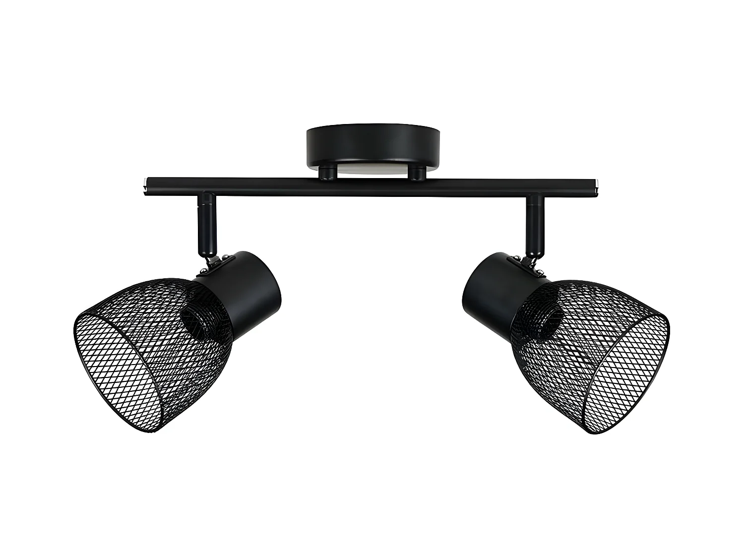 Rampe 2 spots Phenix en métal grillage noir Ostaria