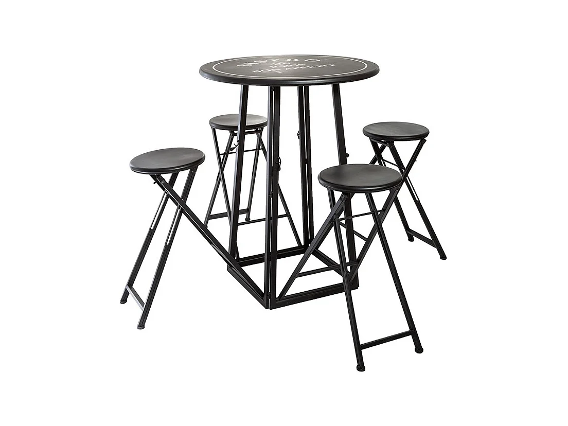 Table de Jardin & 4 Chaises "To Paris" 77cm Noir