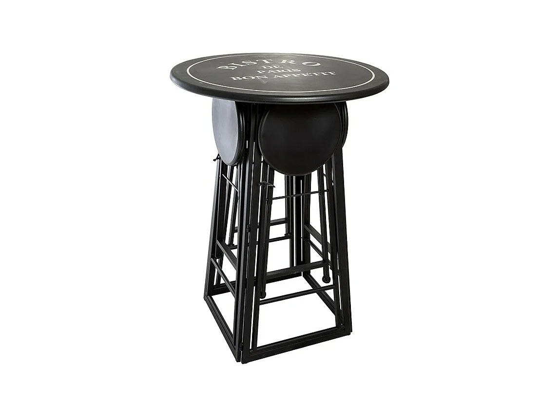 Table de Jardin & 4 Chaises "To Paris" 77cm Noir