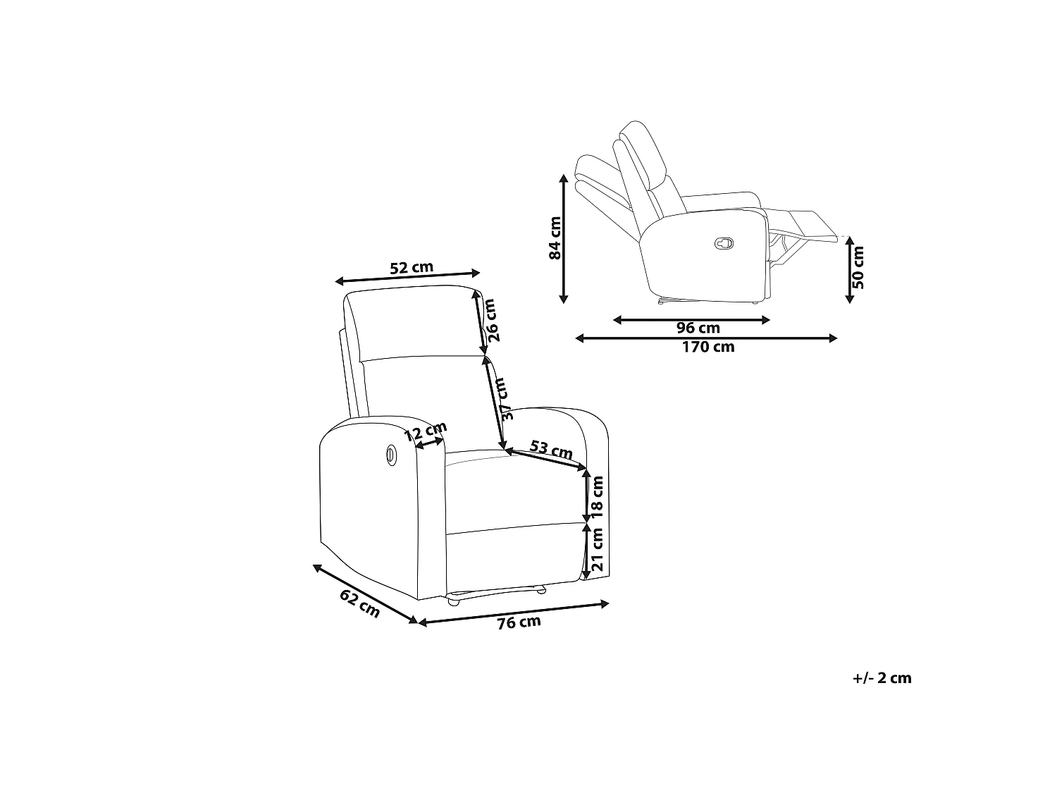 Fauteuil inclinable en velours gris clair VERDAL