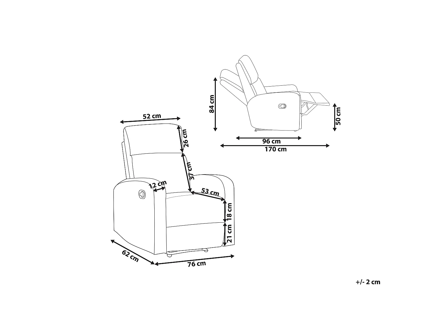 Fauteuil inclinable en velours gris clair VERDAL