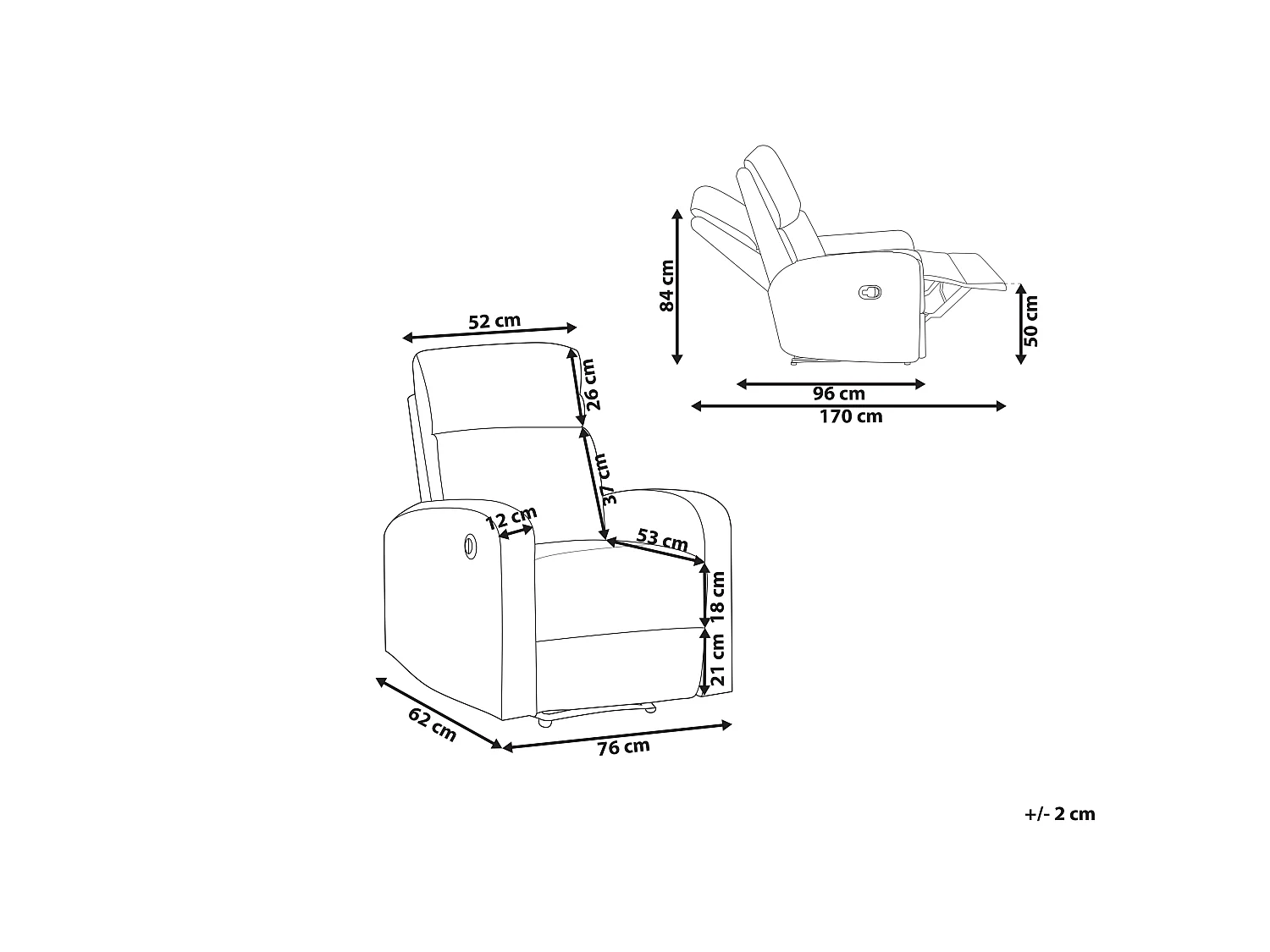 Fauteuil inclinable en velours gris clair VERDAL
