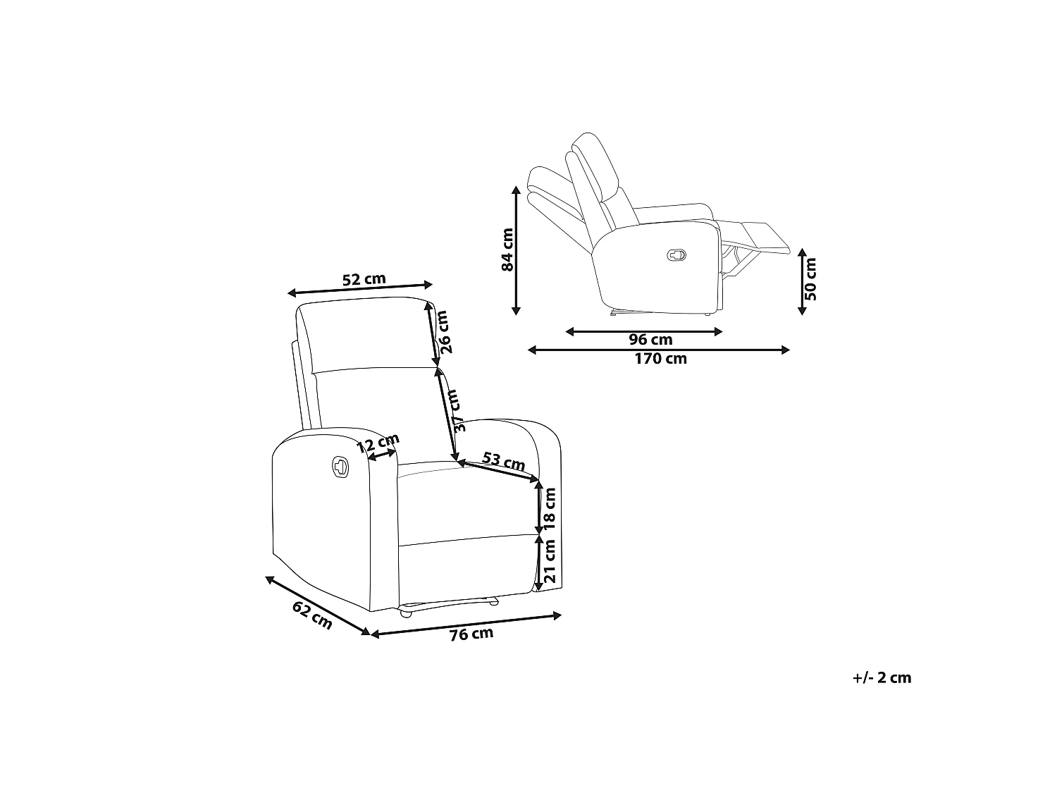Fauteuil inclinable en velours gris clair VERDAL