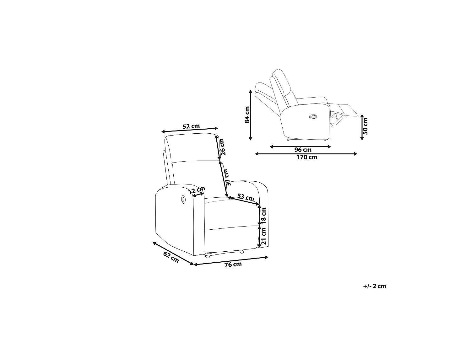 Sessel Samtstoff hellgrau elektrisch verstellbar VERDAL