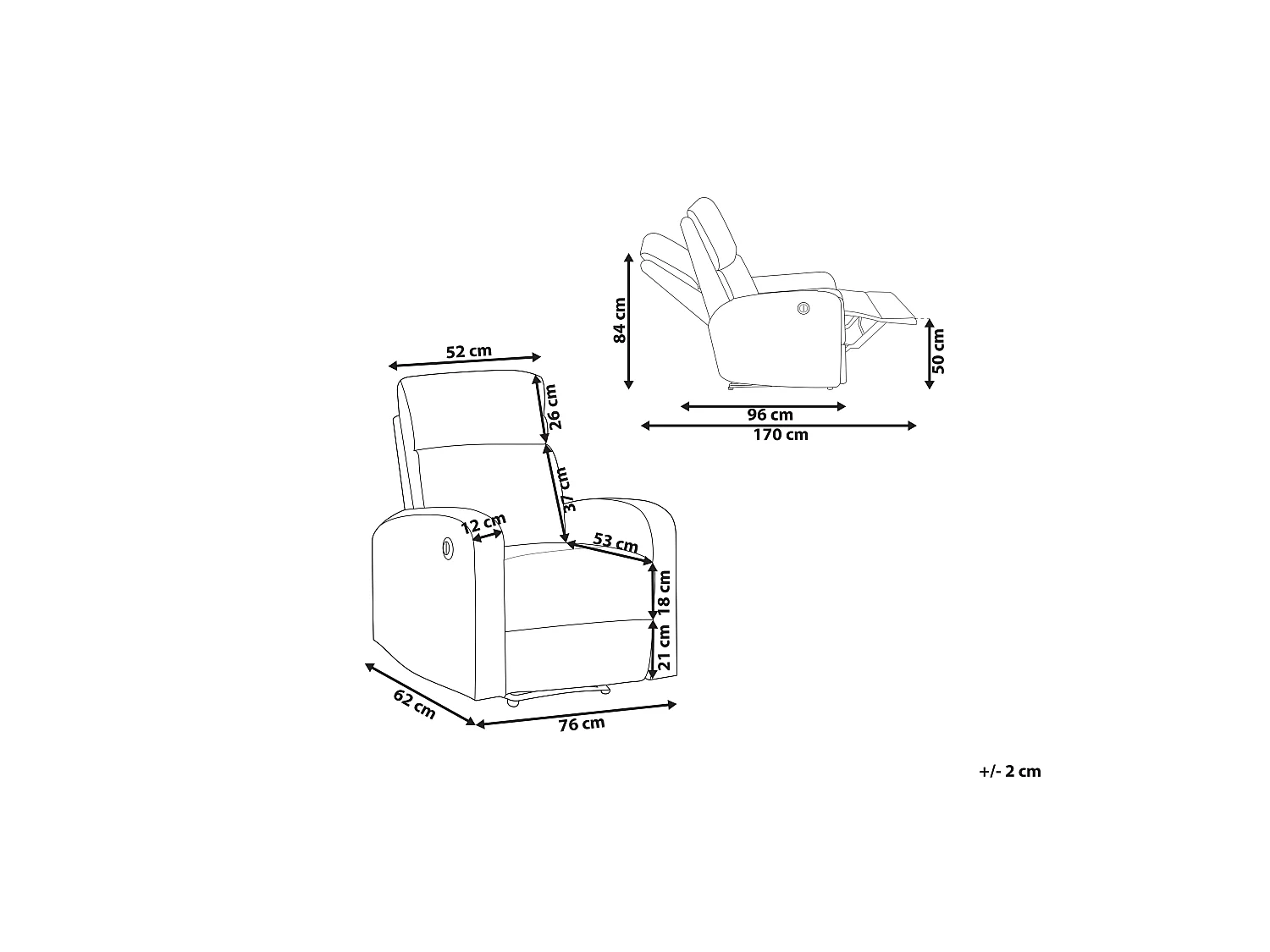 Sessel Samtstoff hellgrau elektrisch verstellbar VERDAL