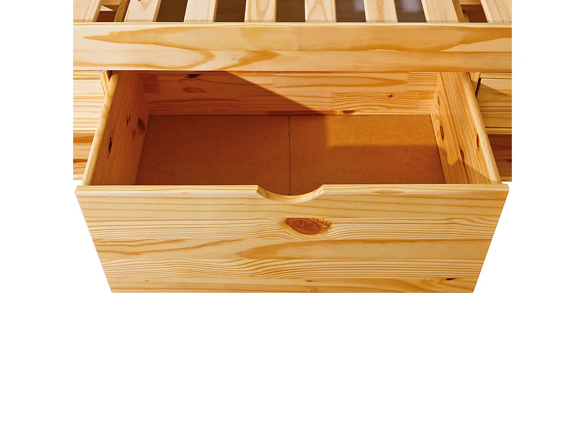 CALI - Lit 180x200cm multi-rangement Bois Massif