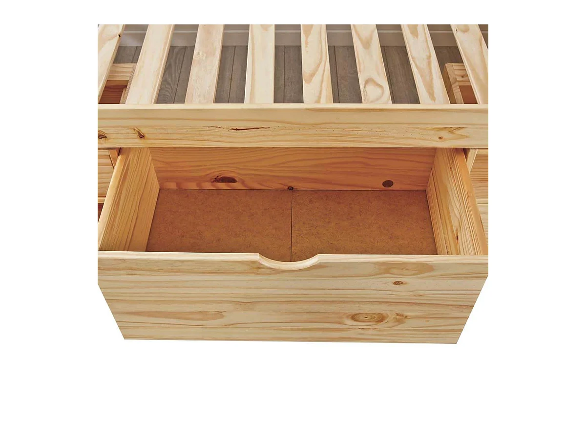 CALI - Lit 90x200cm multi-rangement Bois Massif