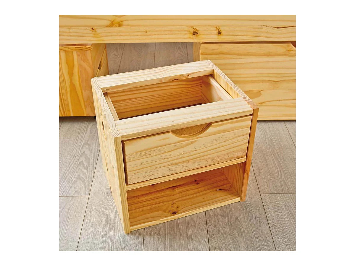 CALI - Lit 90x200cm multi-rangement Bois Massif