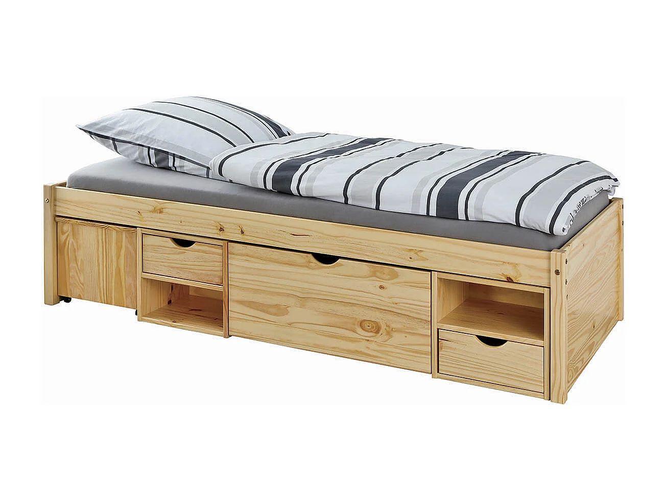 CALI - Lit 90x200cm multi-rangement Bois Massif