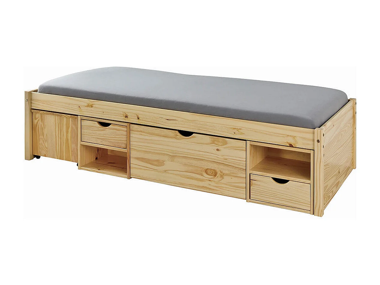 CALI - Lit 90x200cm multi-rangement Bois Massif