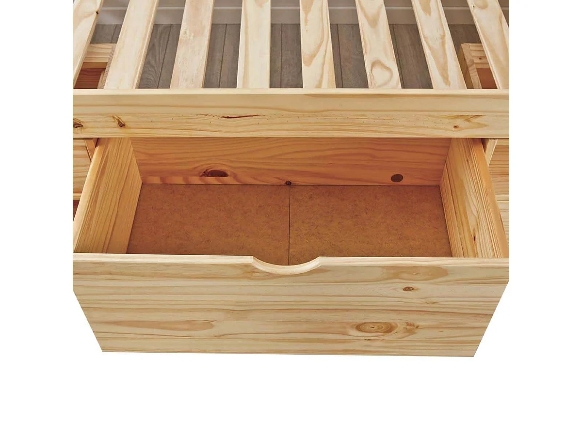 CALI - Lit 90x200cm multi-rangement Bois Massif