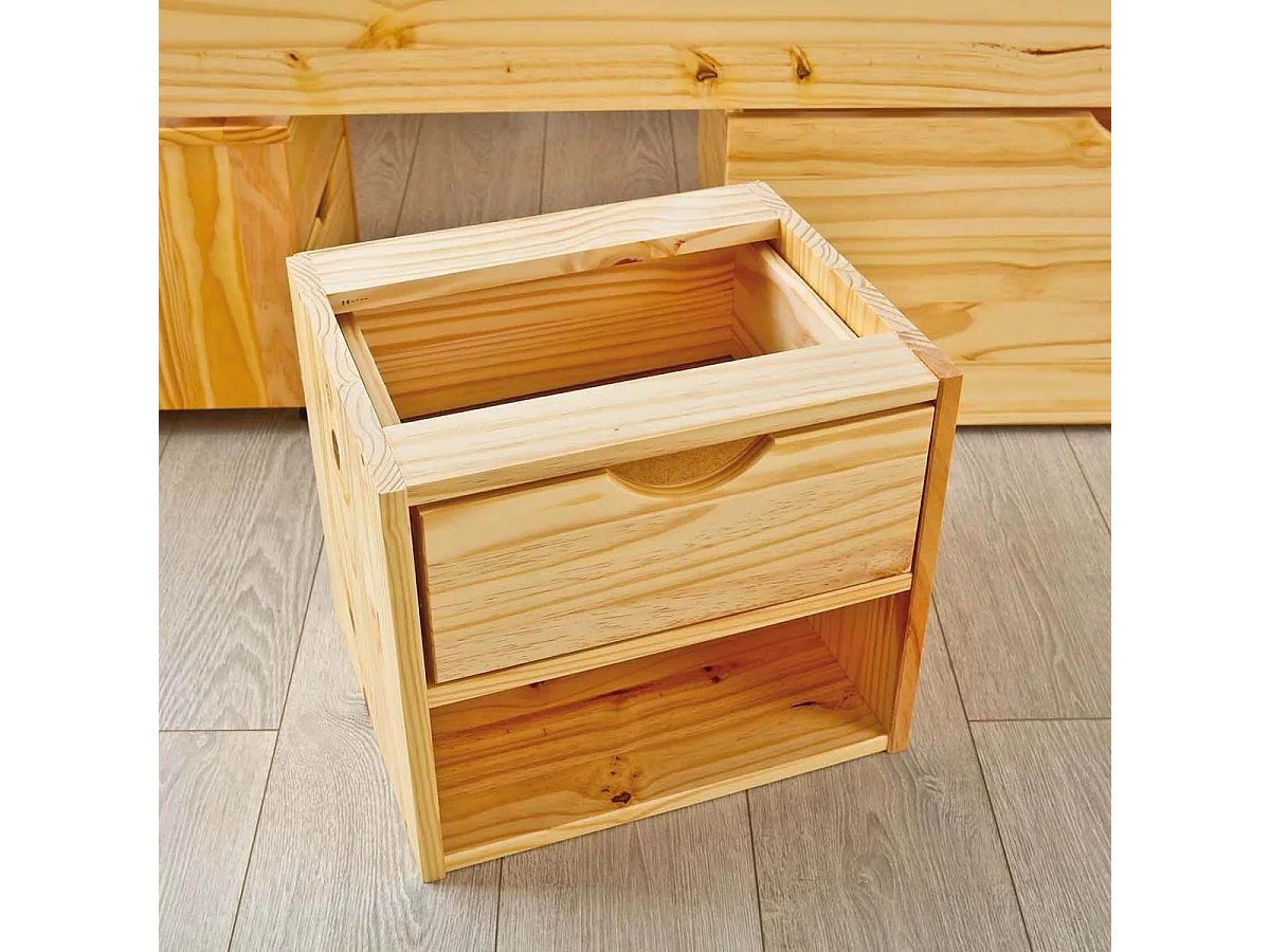 CALI - Lit 90x200cm multi-rangement Bois Massif