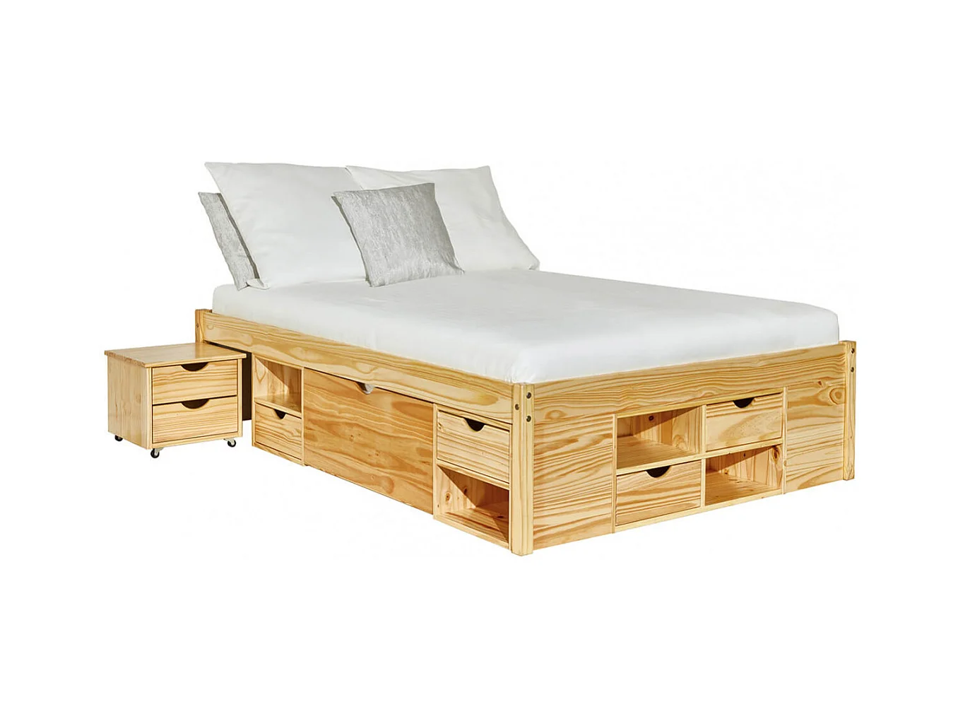 CALI - Lit 160x200cm multi-rangement Bois Massif