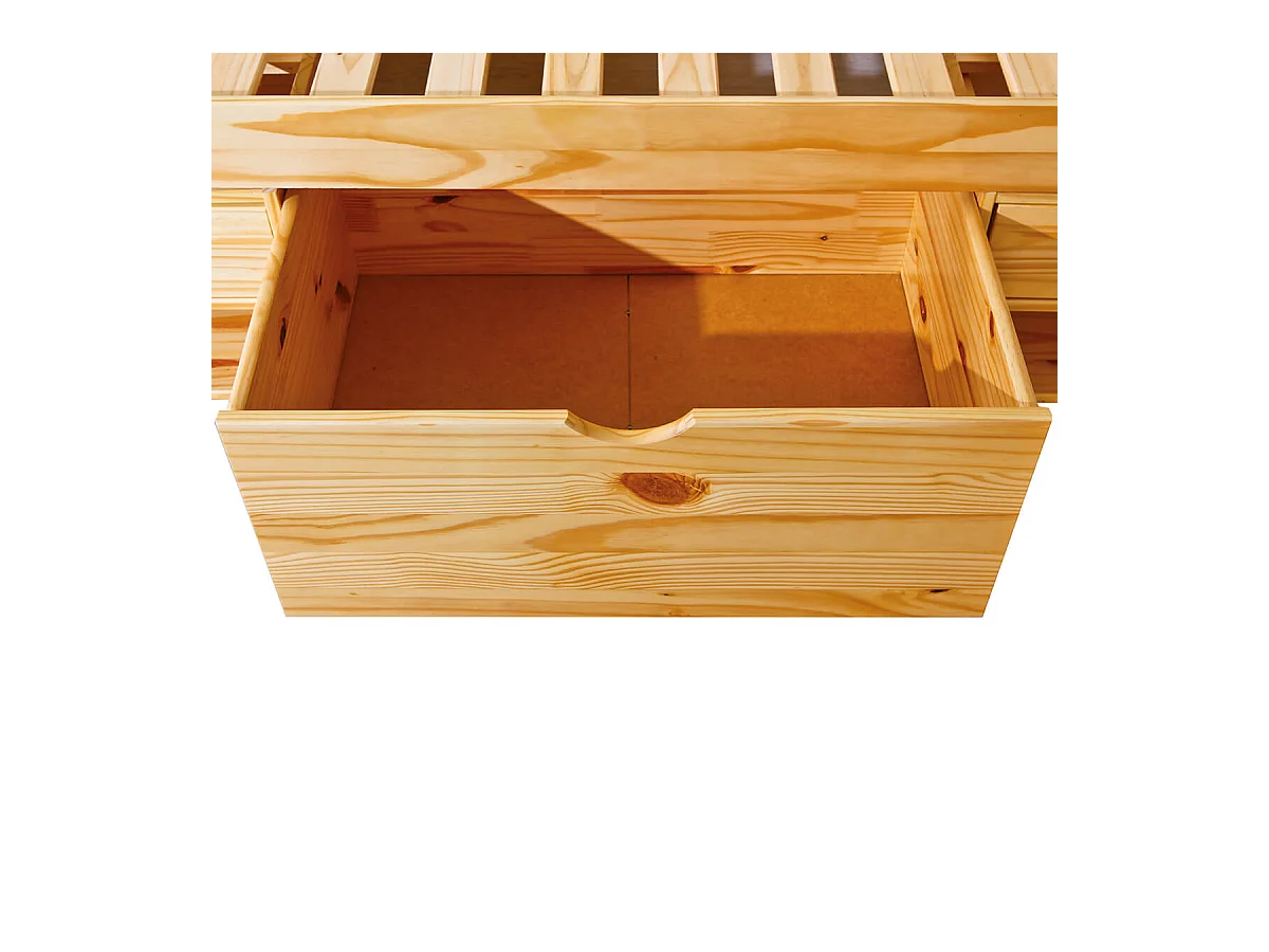 CALI - Lit 160x200cm multi-rangement Bois Massif