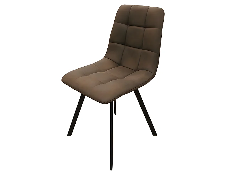 Chaise en simili marron pieds métal noir