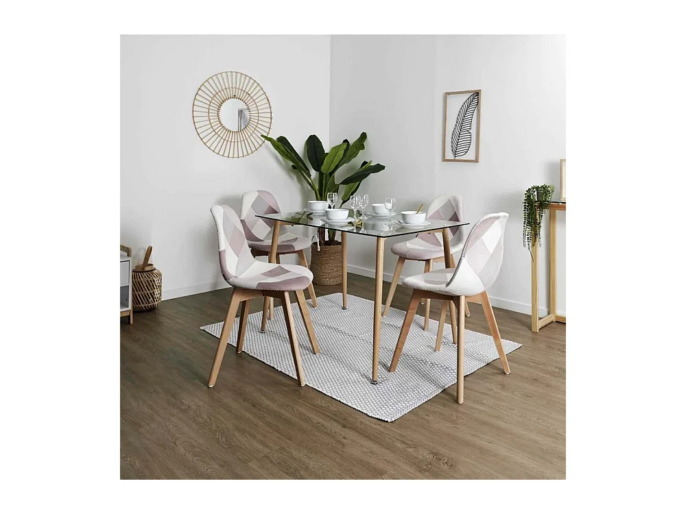 Chaise Patchwork Rose - Lot De 4 Multicolore, Rose