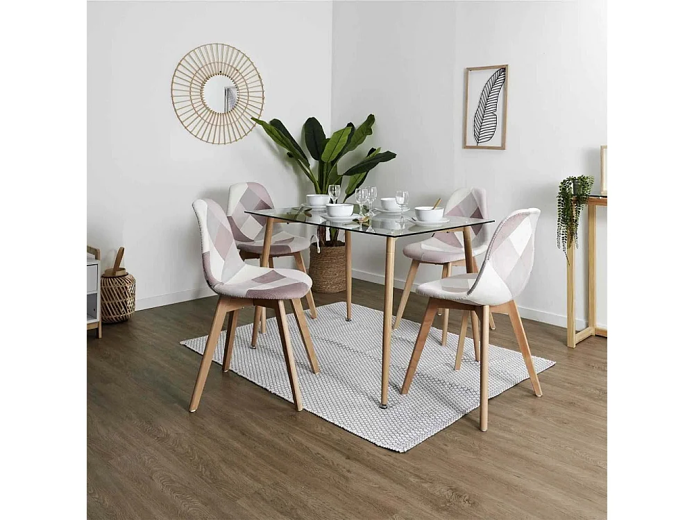 Chaise Patchwork Rose - Lot De 4 Multicolore, Rose