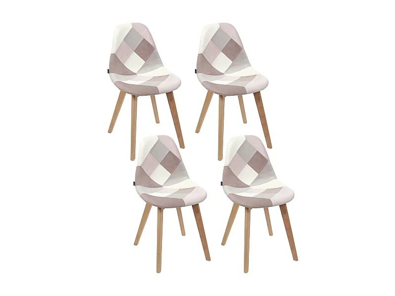 Chaise Patchwork Rose - Lot De 4 Multicolore, Rose