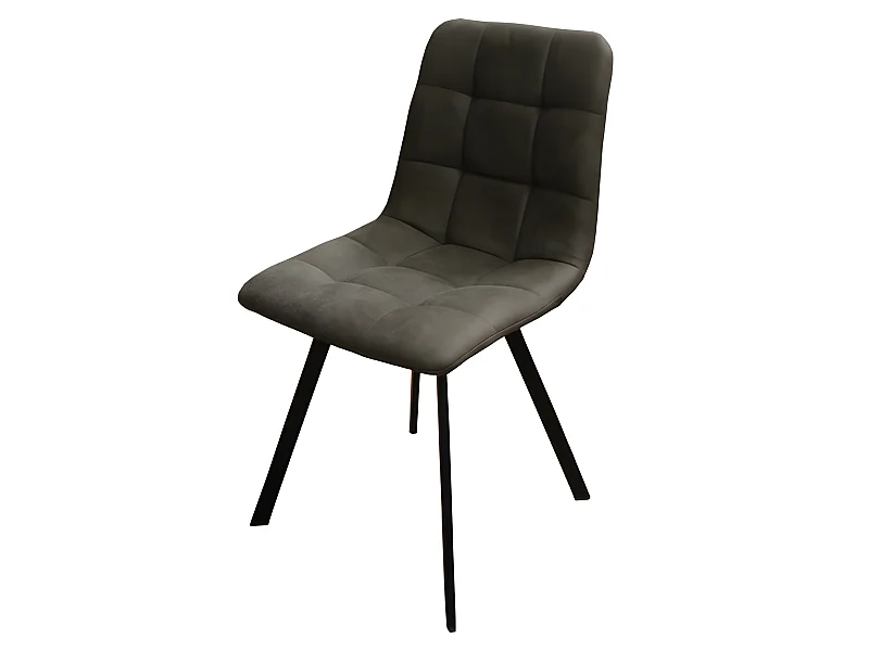 Chaise en simili gris pieds métal noir