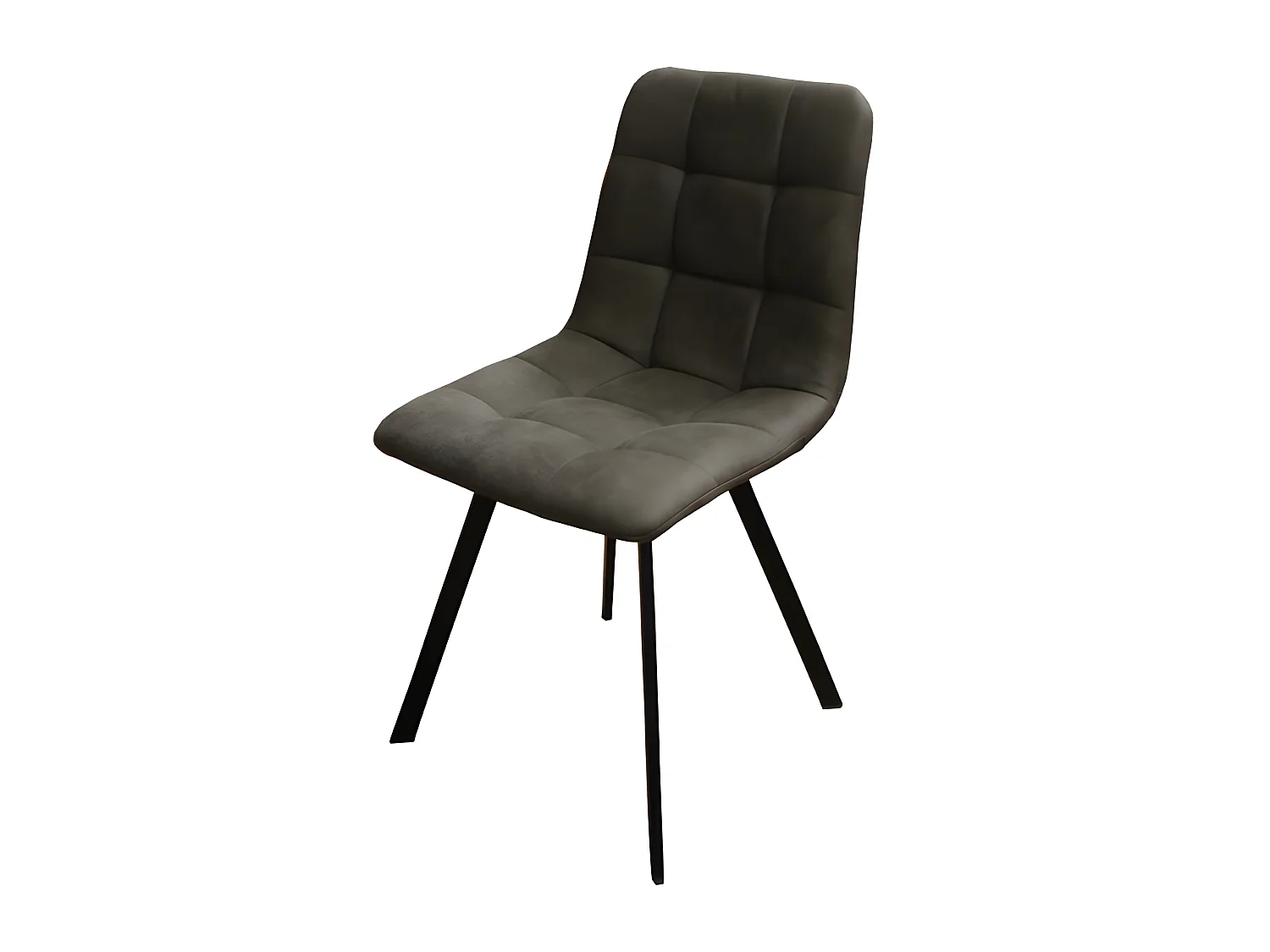 Chaise en simili gris pieds métal noir