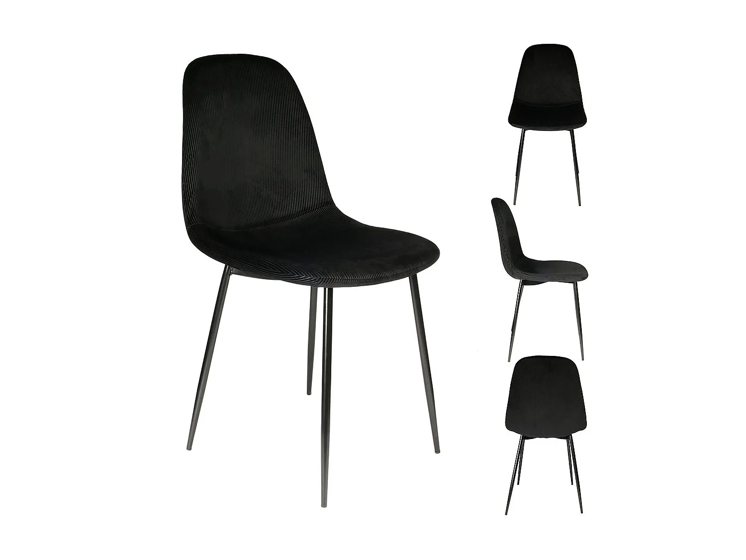 Lot de 4 Chaises Velours "Giulia" 85cm Noir