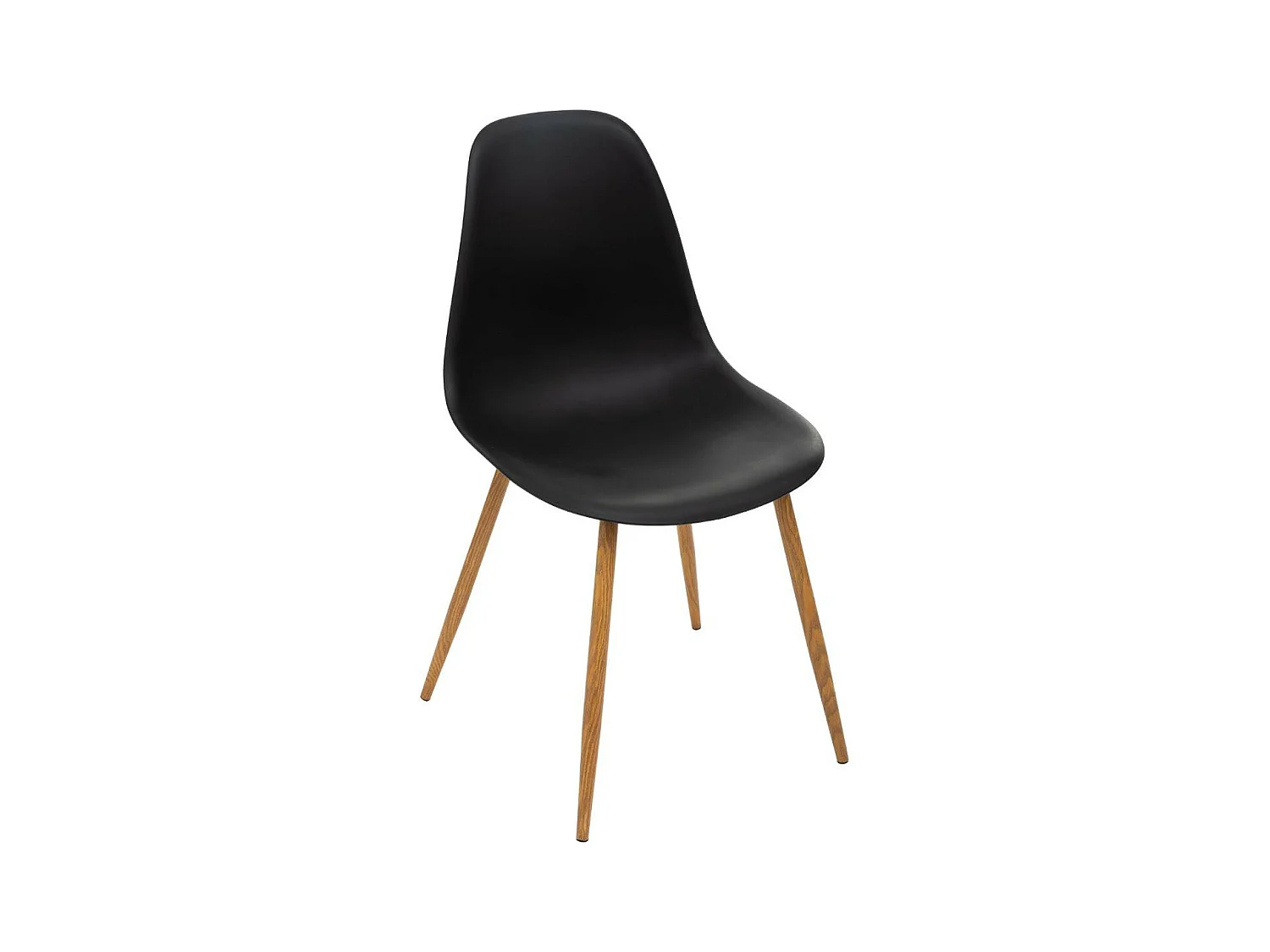 Chaise de table Assise Noire et pieds en fer façon Chêne