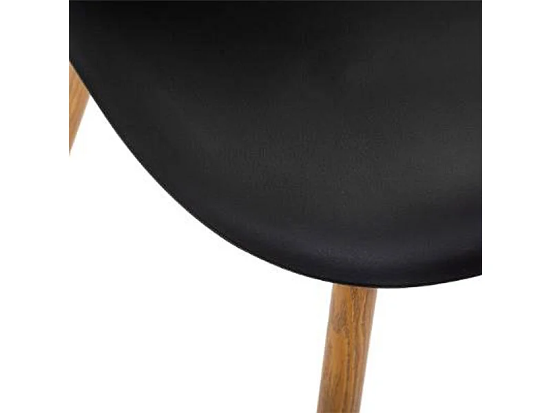 Chaise de table Assise Noire et pieds en fer façon Chêne