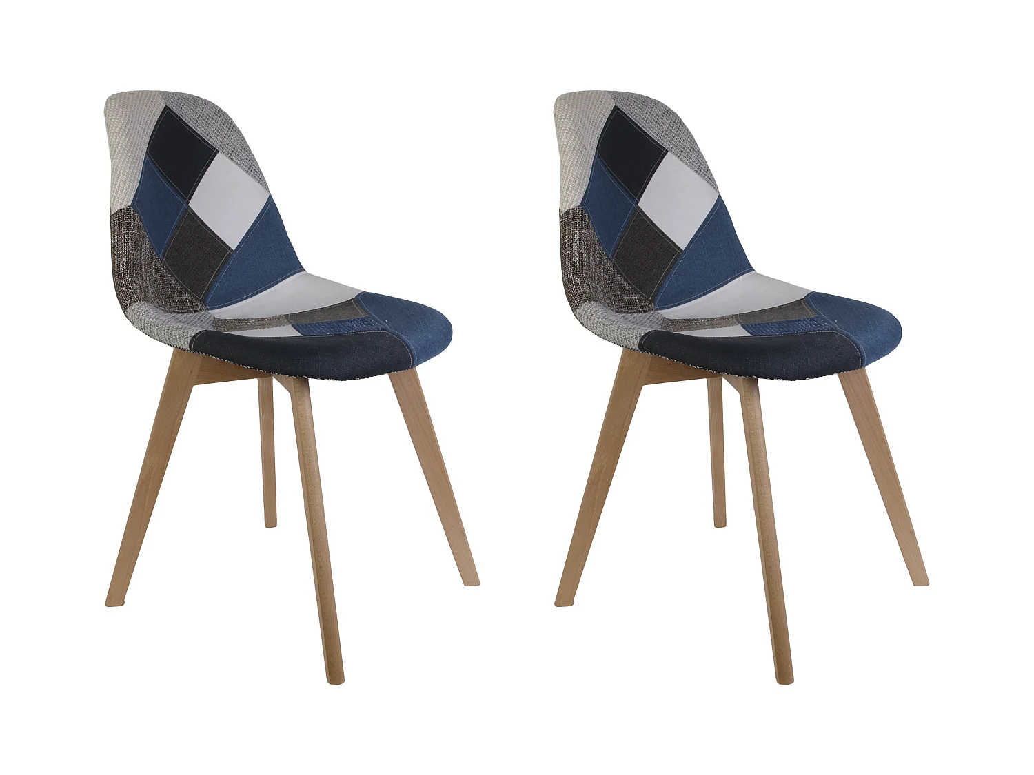 Chaise Patchwork Bleu Gris - Lot De 4 Multicolore