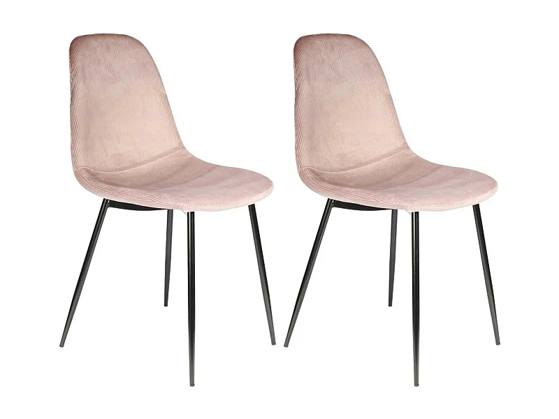 Chaise Velours Cotele Giulia Rose - Lot De 2 Rose