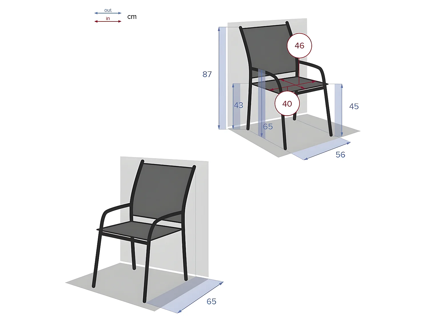 Fauteuil empilable Piazza Hespéride olive/graphite