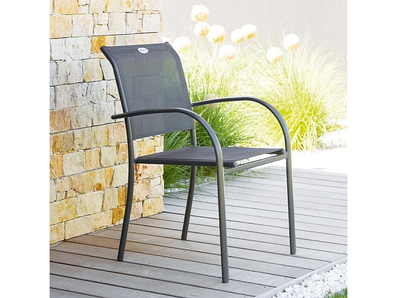 Fauteuil empilable Piazza Hespéride anthracite/graphite