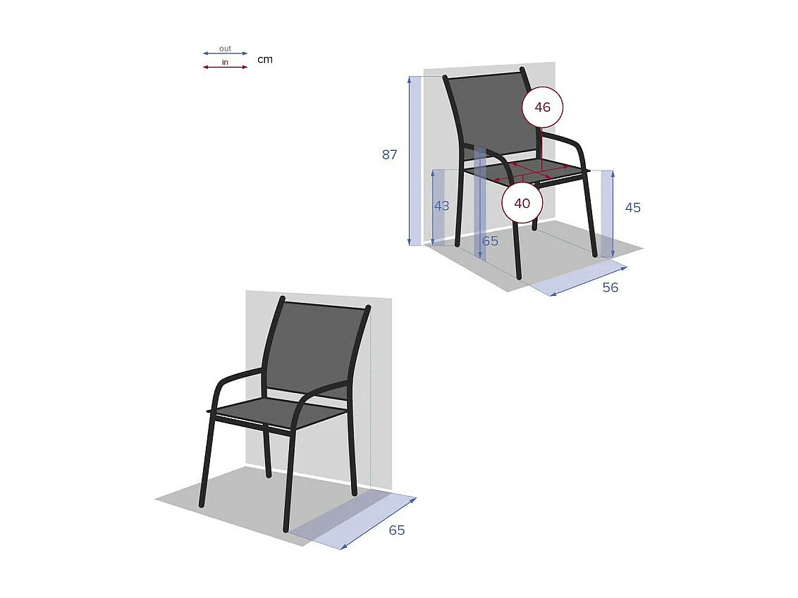 Fauteuil empilable Piazza Hespéride anthracite/graphite