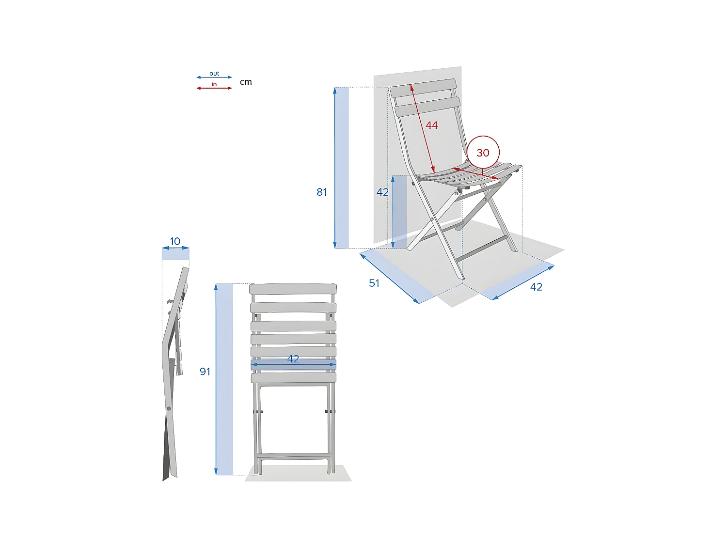 Chaise métal pliante Greensboro graphite Hespéride