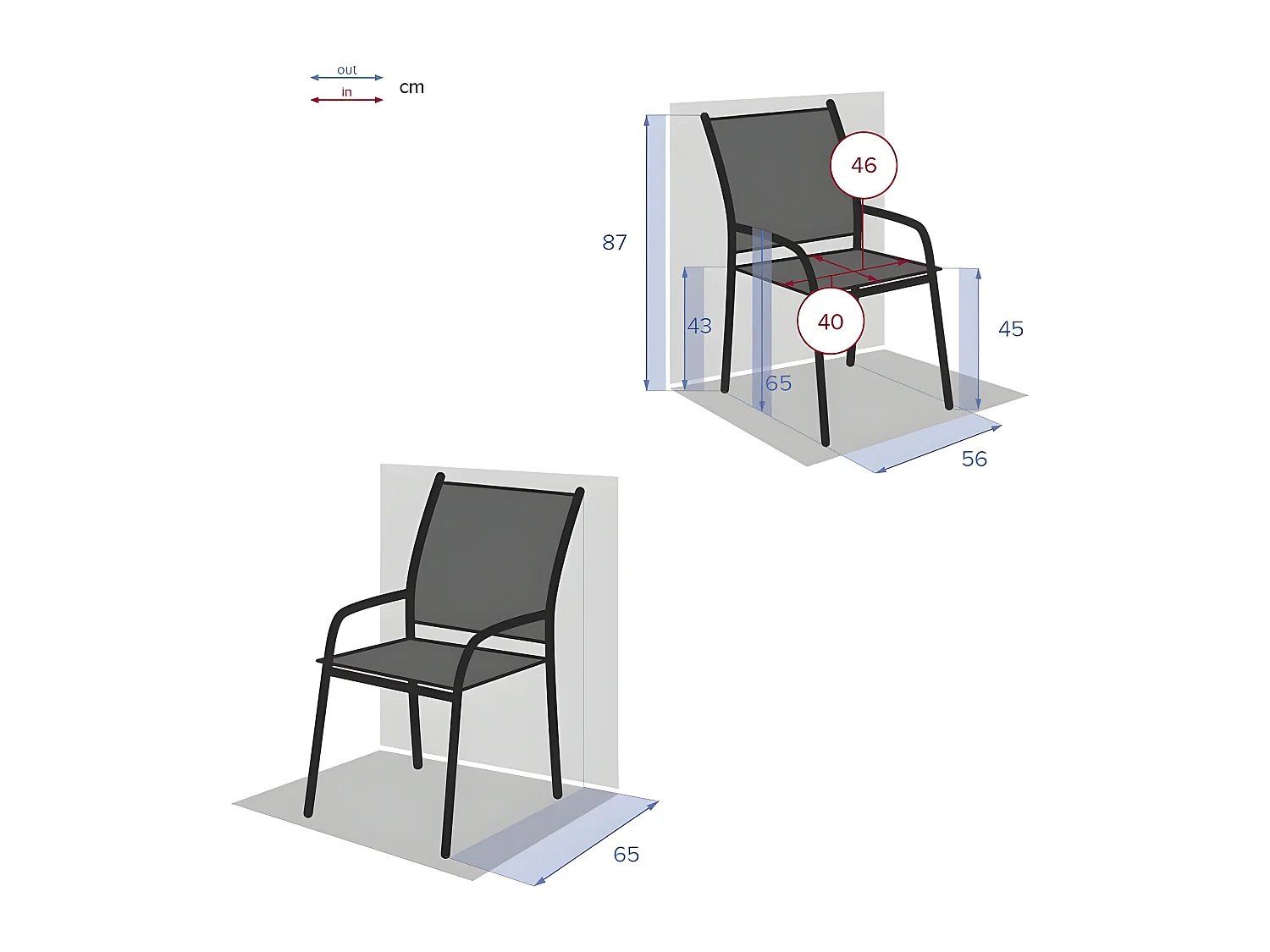 Fauteuil extérieur Piazza bleu canard/graphite Hespéride