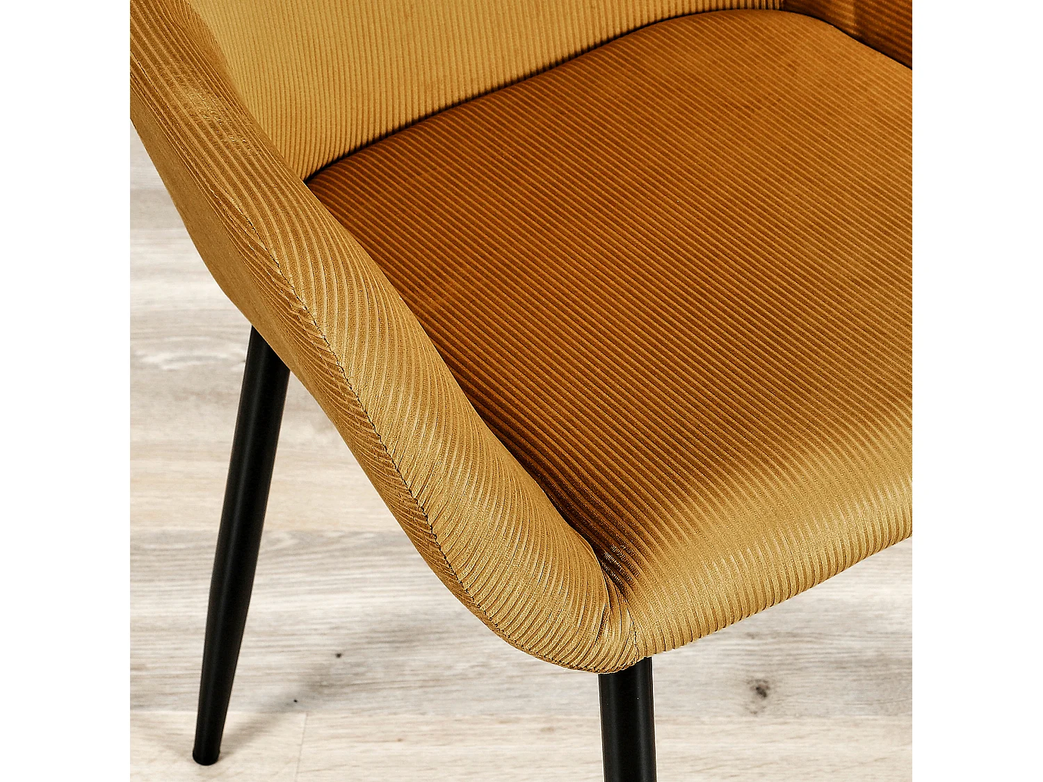 Fauteuil Giulia Jaune Moutarde Velours Cotele - Lot De 2 Jaune