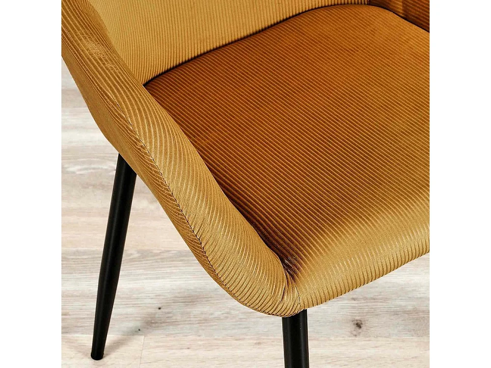 Fauteuil Giulia Jaune Moutarde Velours Cotele - Lot De 2 Jaune