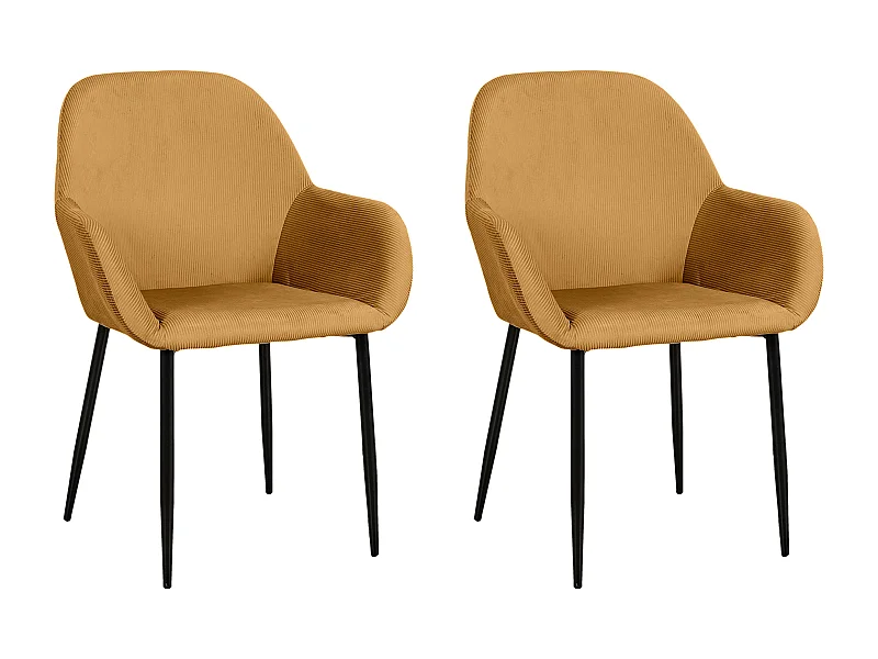 Fauteuil Giulia Jaune Moutarde Velours Cotele - Lot De 2 Jaune